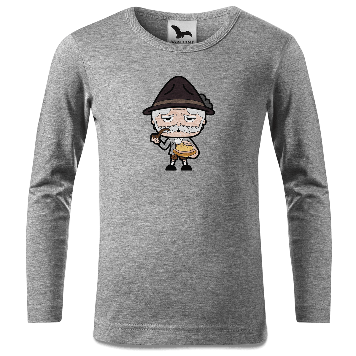 Da Oid Sinzer Leberkassemmel Longsleeve Kinder Grau Meliert Waldering Front