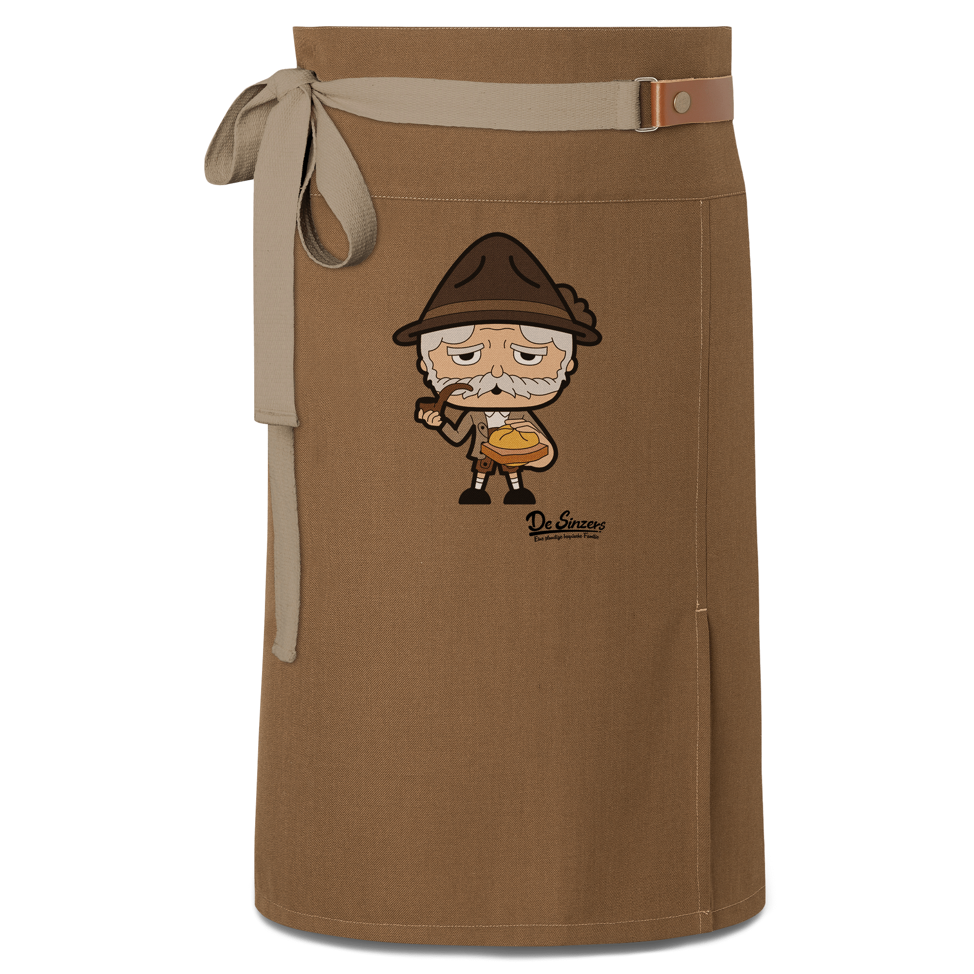 Da Oid Sinzer Leberkassemmel Schuerze Vorbinder Braun Haidham Front