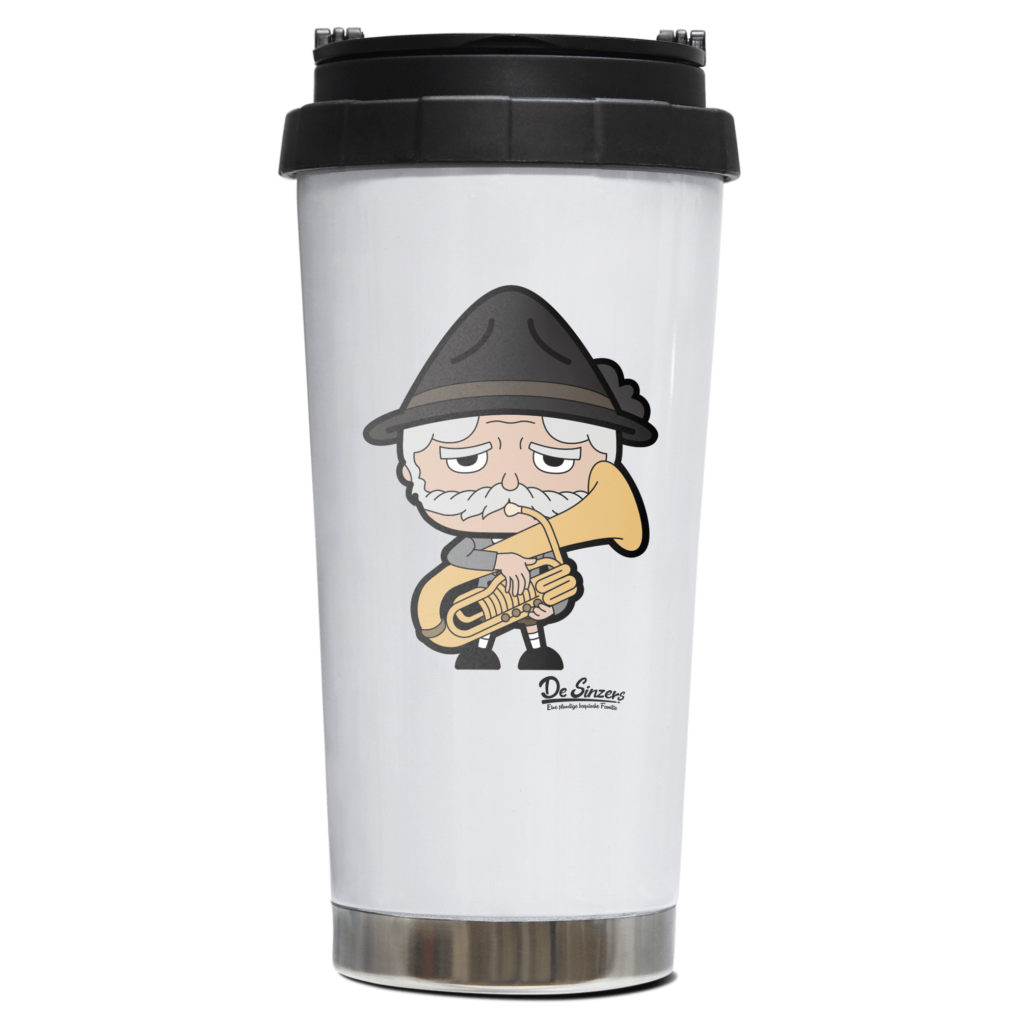 Da Oid Sinzer Musikinstrumente Edelstahl Trinkbecher To Go 470ml Weiss Wildbarren Front
