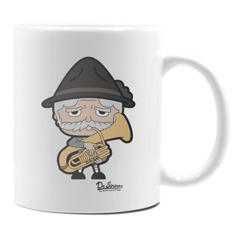 Da Oid Sinzer Musikinstrumente Keramik Kaffeetasse 330ml Weiss Rampoldplatte Front