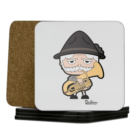 Da Oid Sinzer Musikinstrumente Korkuntersetzer 5er Set 95 x 95 mm Weiss Karkopf Front