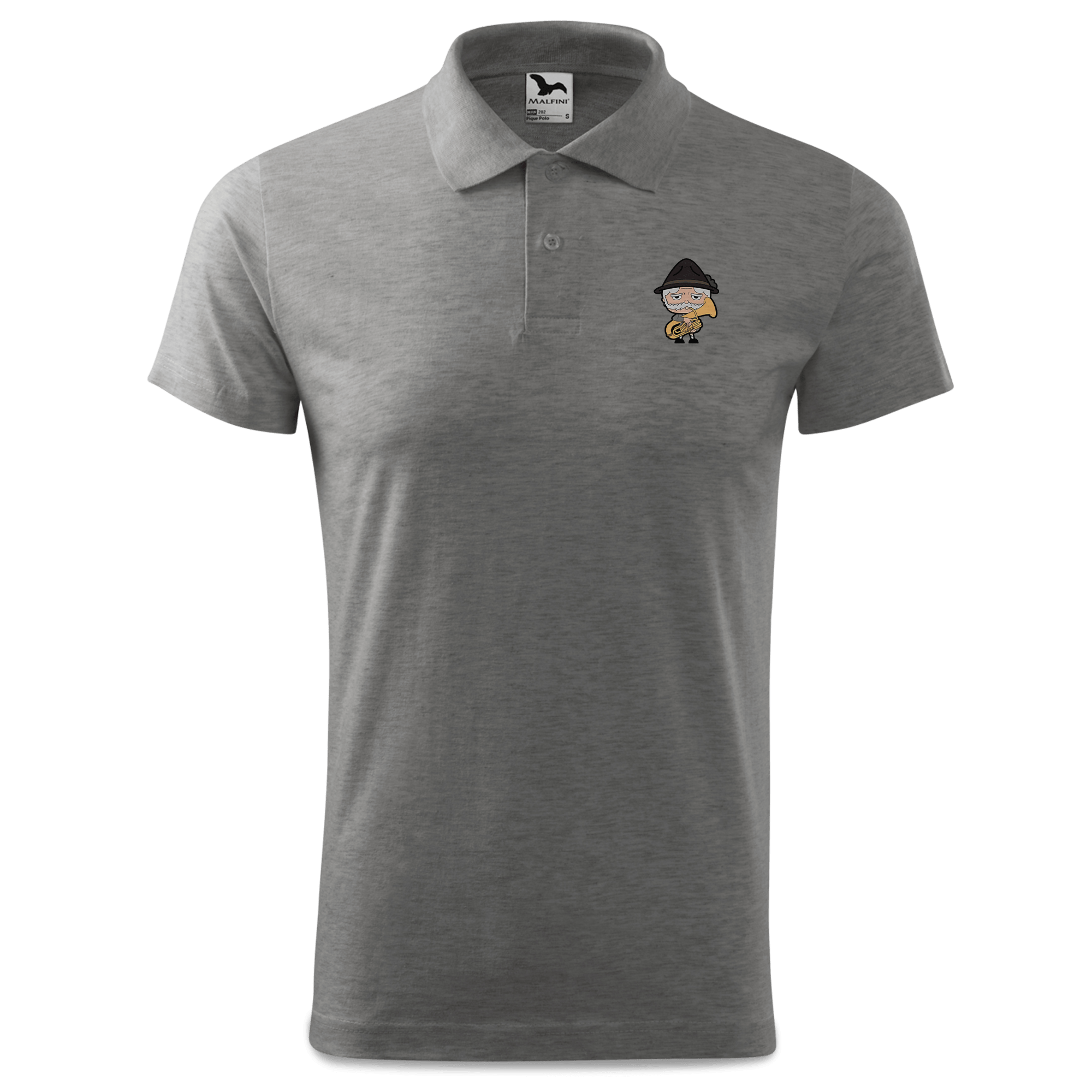 Da Oid Sinzer Musikinstrumente Polo Shirt Herren Grau Meliert Leiten Front