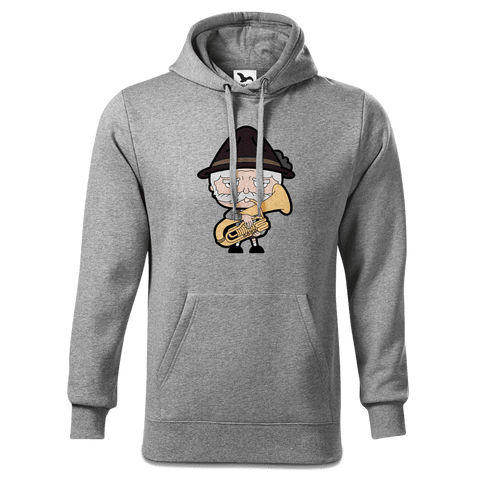 Da Oid Sinzer Musikinstrumente Sweatshirt Hoody Herren Grau Meliert Pulvermuehle Front