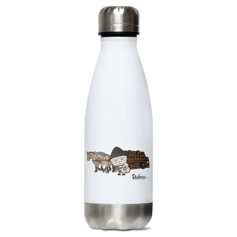 Da Oid Sinzer Pferdegespann Edelstahl Thermoflasche 350ml Weiss Silber Kreuzspitze Front