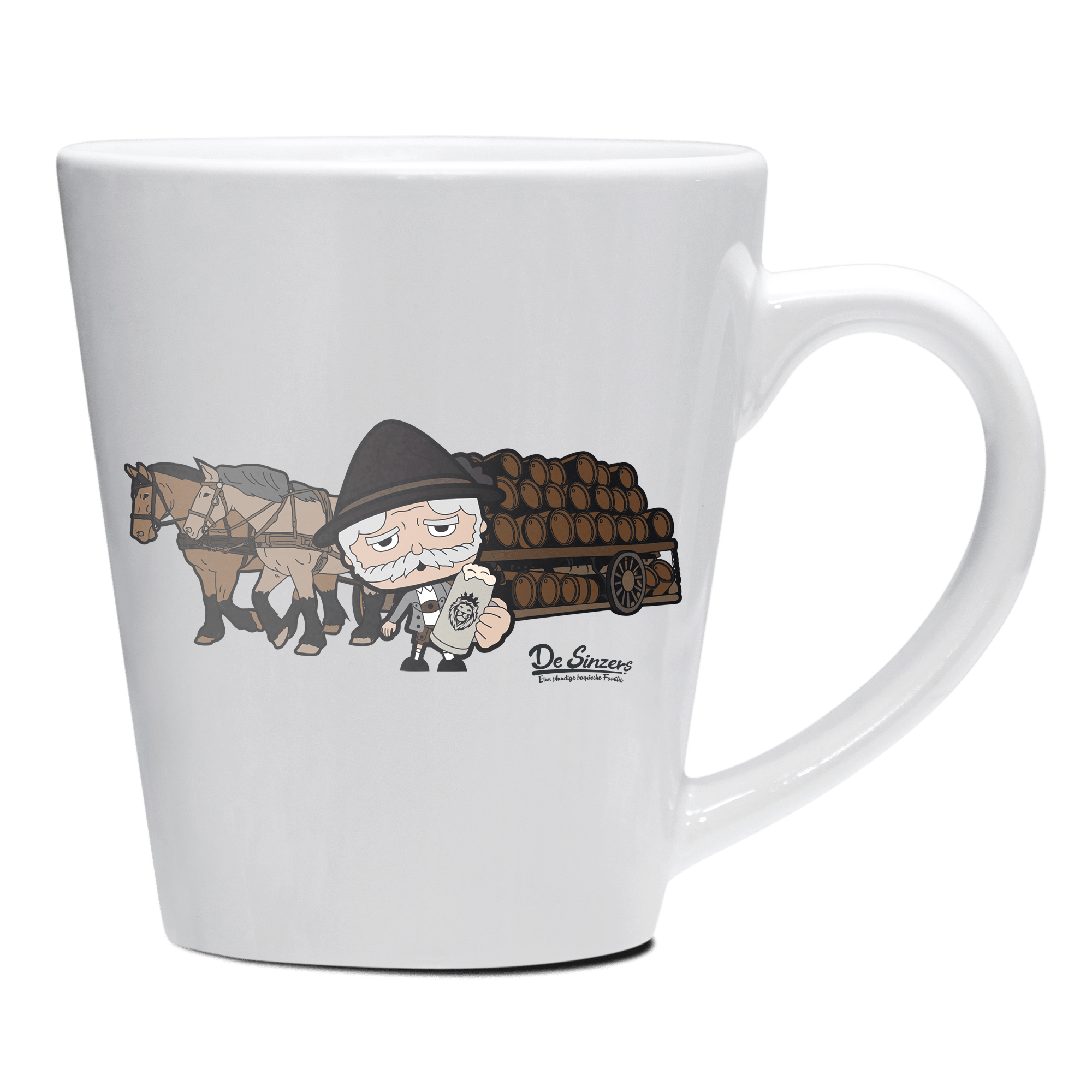 Da Oid Sinzer Pferdegespann Keramik Kaffeetasse 200ml Weiss Herzogstand Front