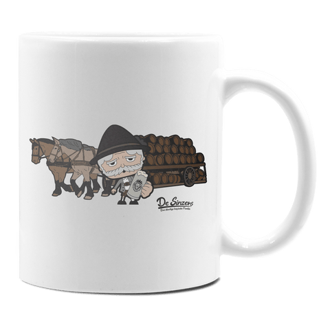 Da Oid Sinzer Pferdegespann Keramik Kaffeetasse 330ml Weiss Rampoldplatte Front