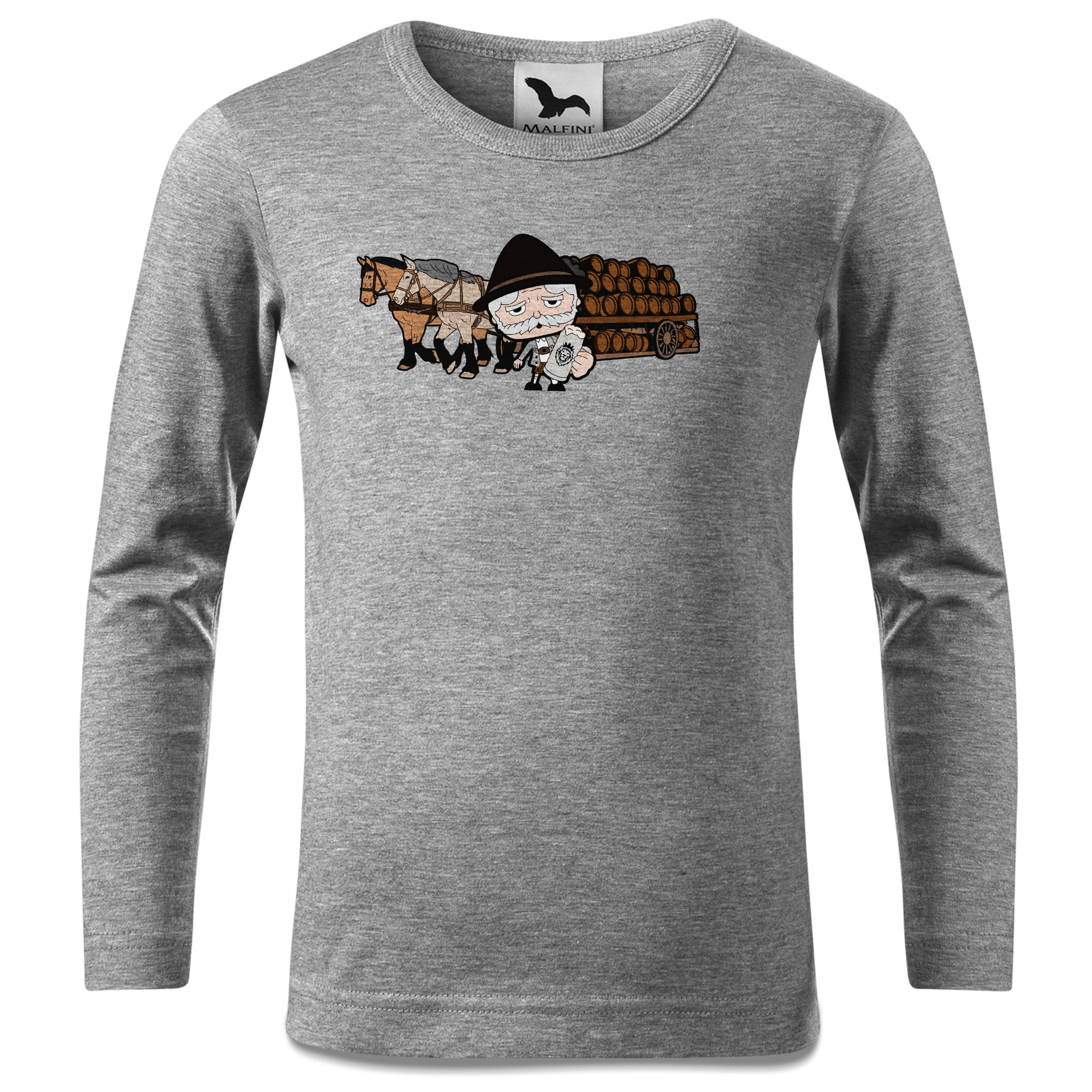 Da Oid Sinzer Pferdegespann Longsleeve Kinder Grau Meliert Waldering Front