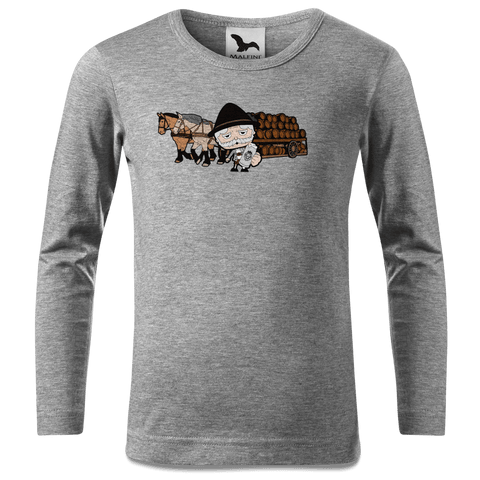 Da Oid Sinzer Pferdegespann Longsleeve Kinder Grau Meliert Waldering Front
