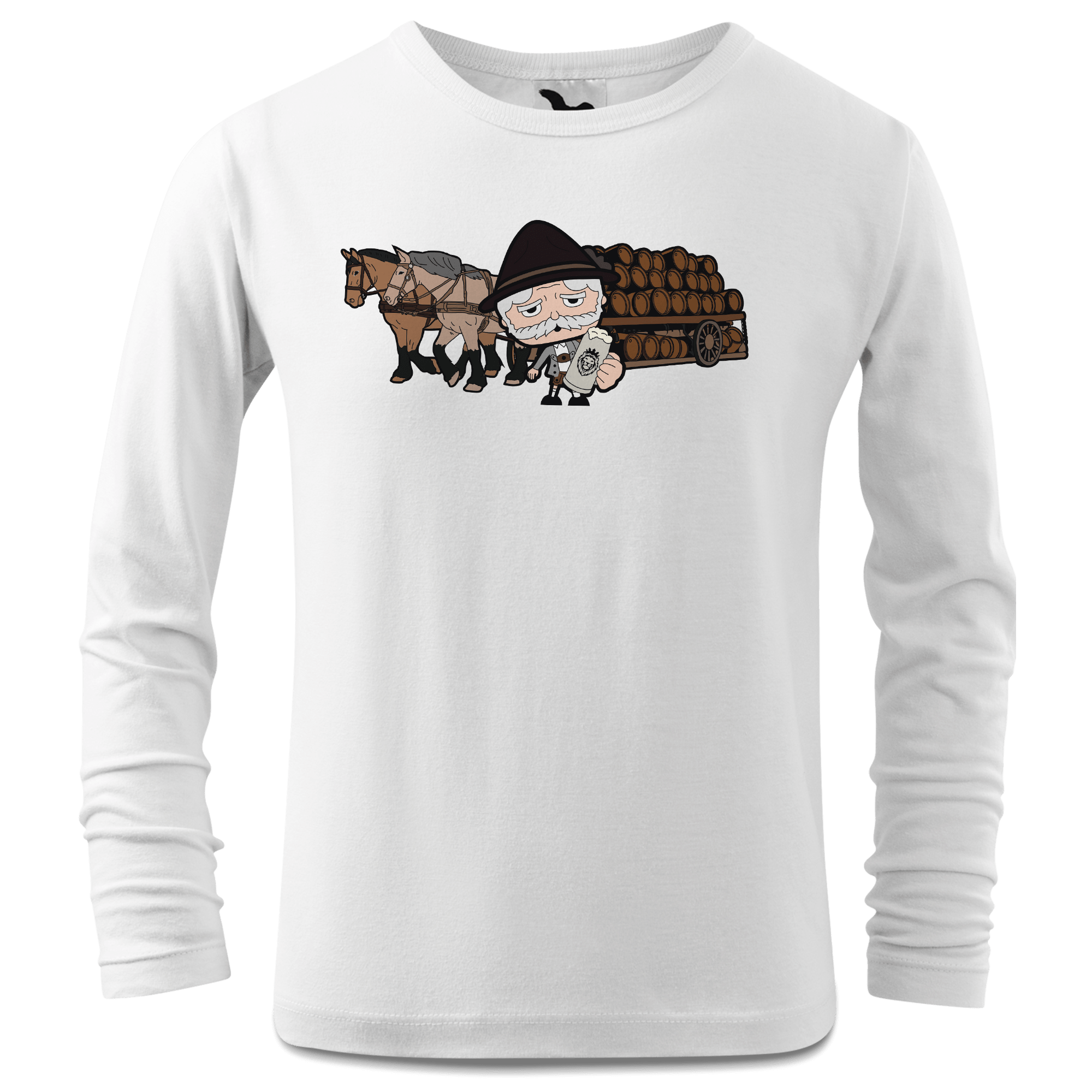 Da Oid Sinzer Pferdegespann Longsleeve Kinder Weiss Westerndorf Front