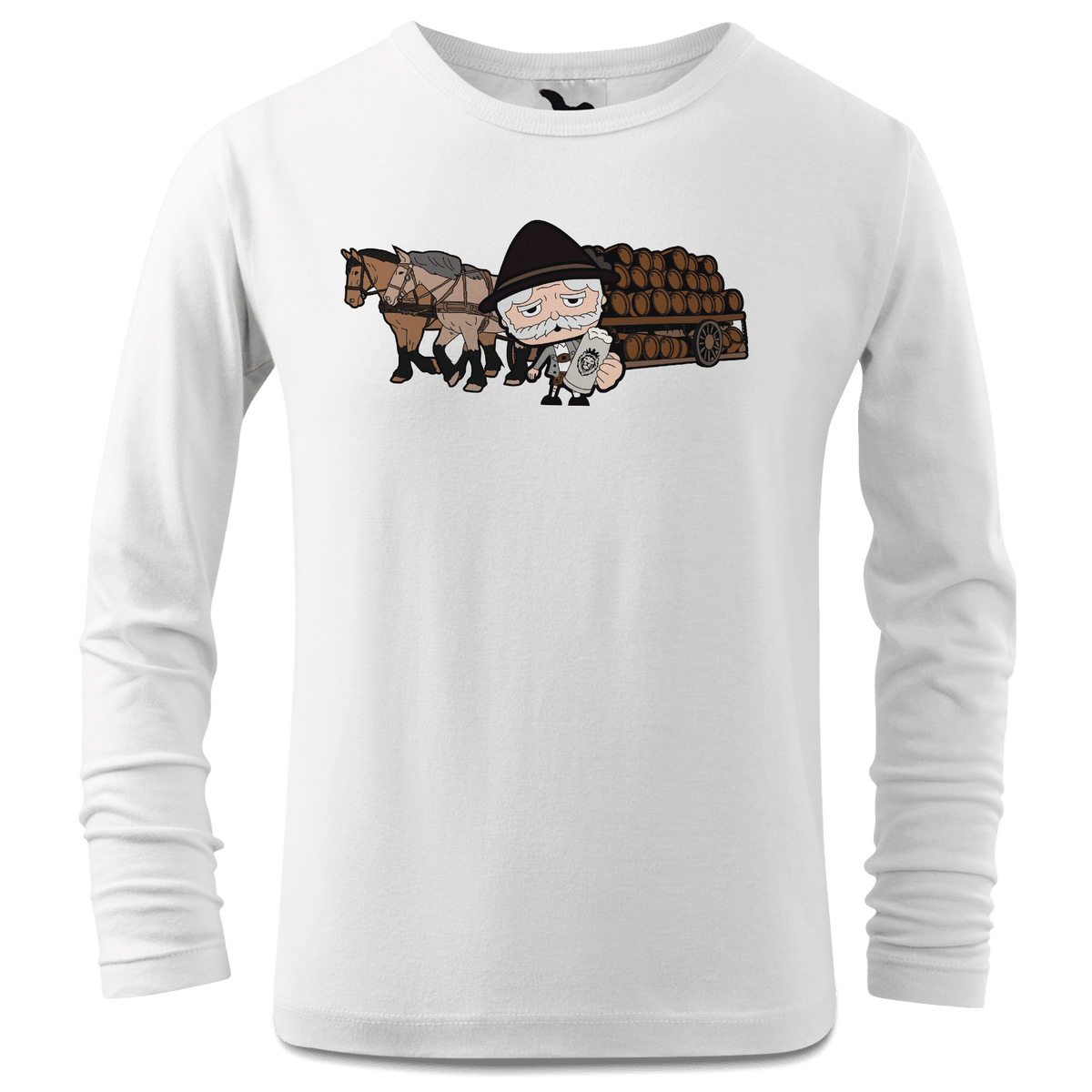 Da Oid Sinzer Pferdegespann Longsleeve Kinder Weiss Westerndorf Front