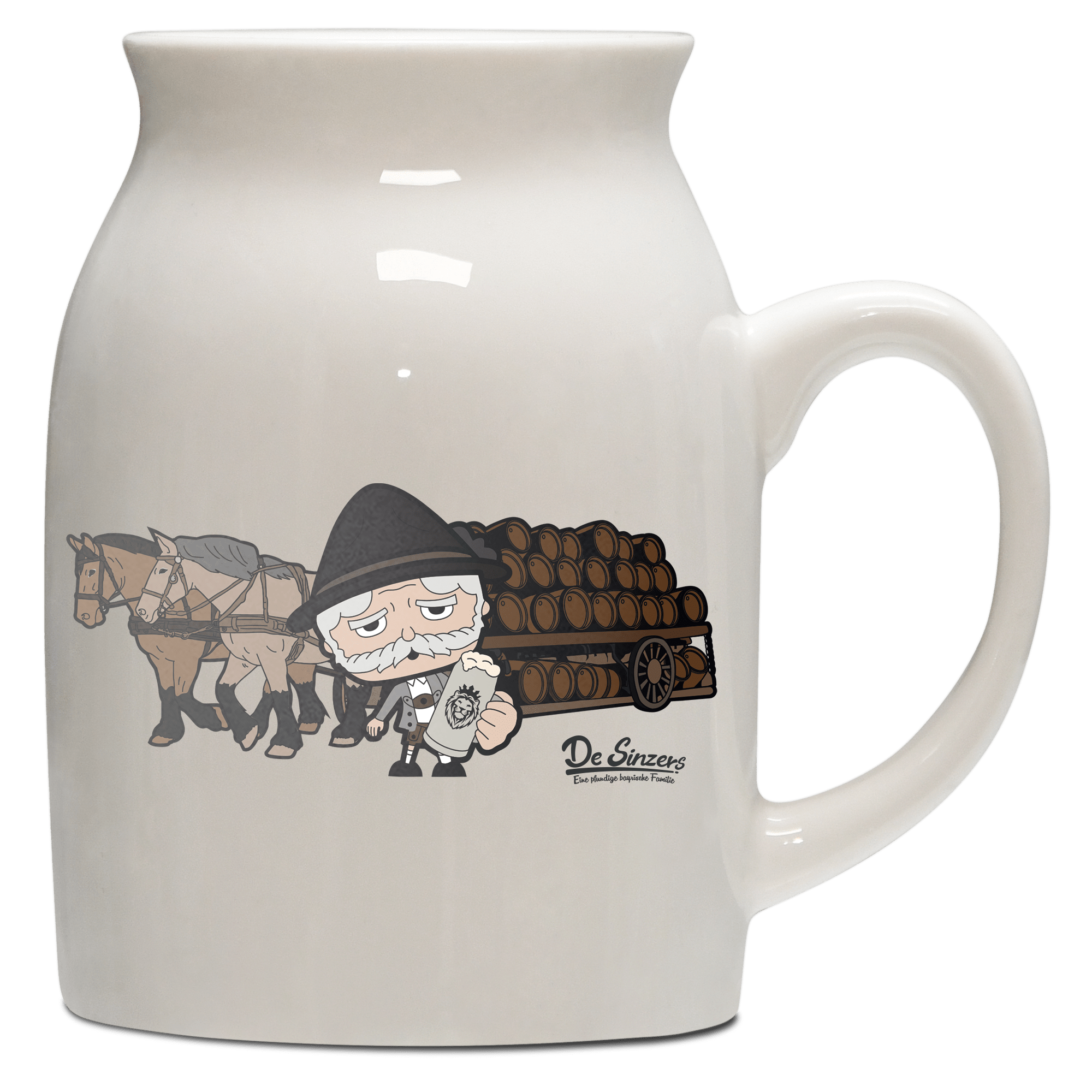 Da Oid Sinzer Pferdegespann Milchkaennchen 320ml Altweiss Benediktenwand Front