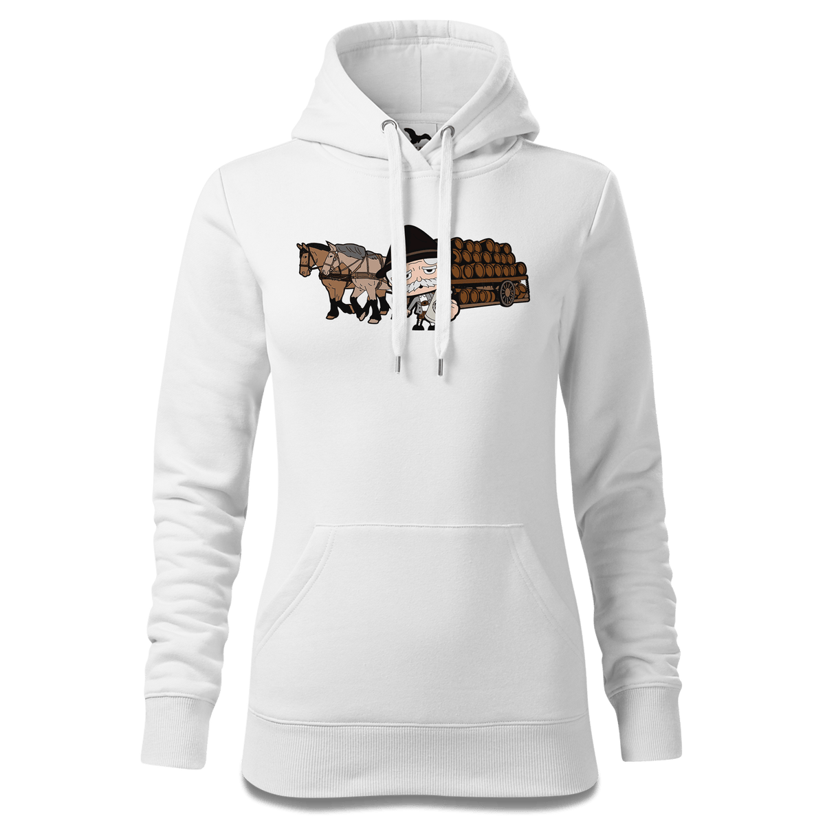 Da Oid Sinzer Pferdegespann Sweatshirt Hoody Damen Weiss Eckenholz Front