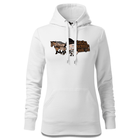 Da Oid Sinzer Pferdegespann Sweatshirt Hoody Damen Weiss Eckenholz Front