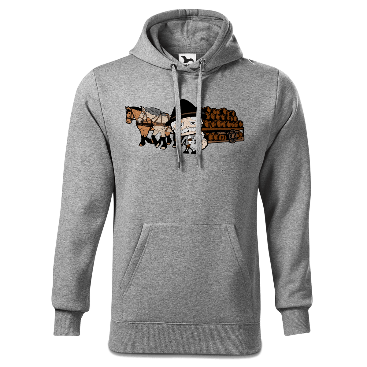 Da Oid Sinzer Pferdegespann Sweatshirt Hoody Herren Grau Meliert Pulvermuehle Front