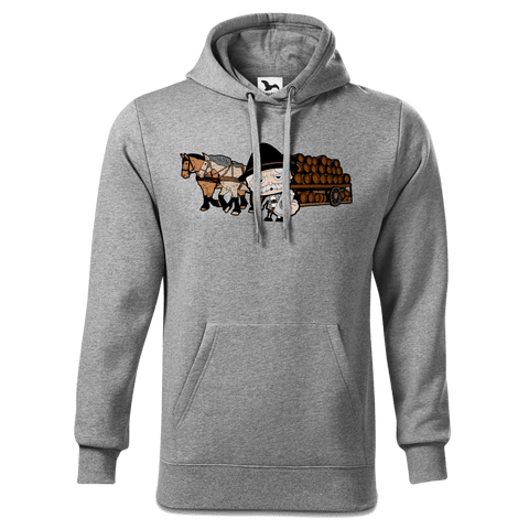 Da Oid Sinzer Pferdegespann Sweatshirt Hoody Herren Grau Meliert Pulvermuehle Front