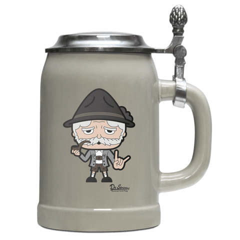 Da Oid Sinzer Rocking Fingers Bierkrug 500ml Grau mit Deckel Hocheck Front