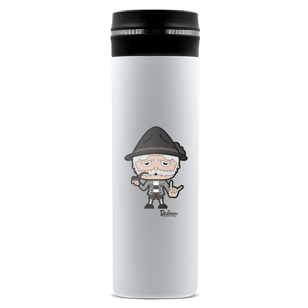 Da Oid Sinzer Rocking Fingers Edelstahl Thermoflasche 450ml Weiss Geigelstein Front