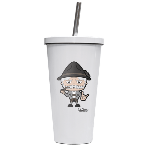 Da Oid Sinzer Rocking Fingers Edelstahl Trinkbecher mit Strohhalm 480ml Weiss Krottenkopf Front