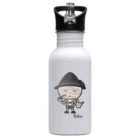 Da Oid Sinzer Rocking Fingers Edelstahl Trinkflasche mit klappbarem Mundstueck 500ml Weiss Rotwand Front