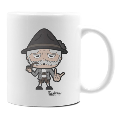 Da Oid Sinzer Rocking Fingers Keramik Kaffeetasse 330ml Weiss Rampoldplatte Front