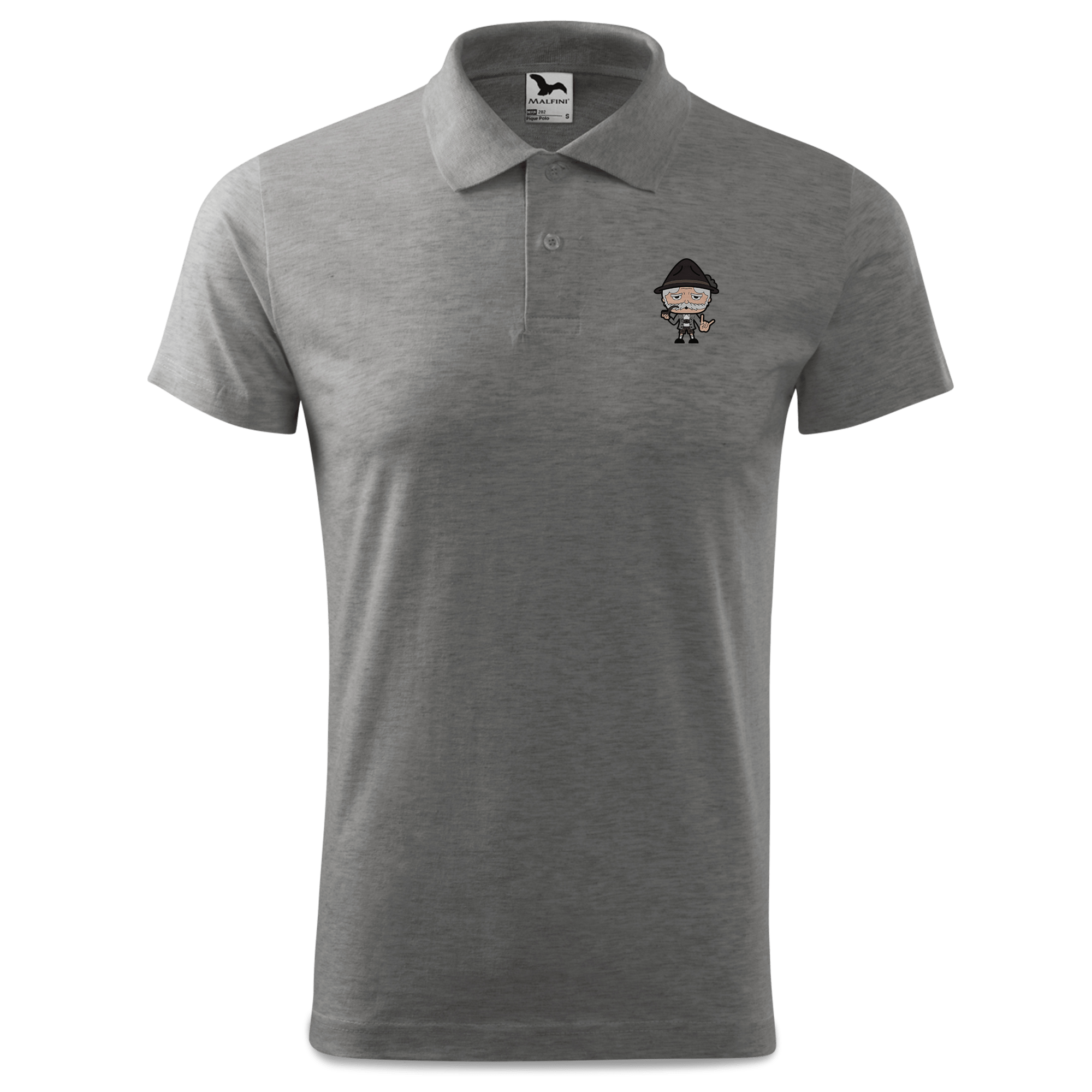 Da Oid Sinzer Rocking Fingers Polo Shirt Herren Grau Meliert Leiten Front