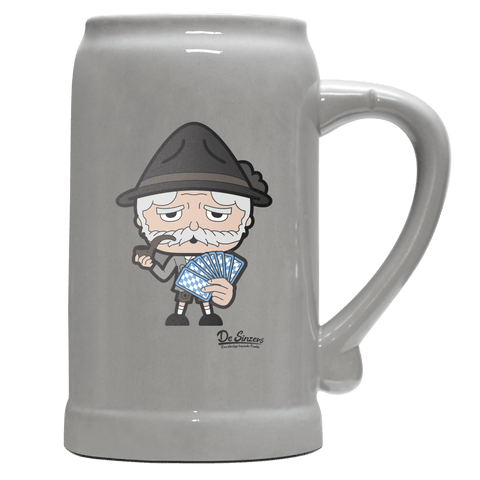 Da Oid Sinzer Schafkopfen Bierkrug 1000ml Grau Zugspitze Front