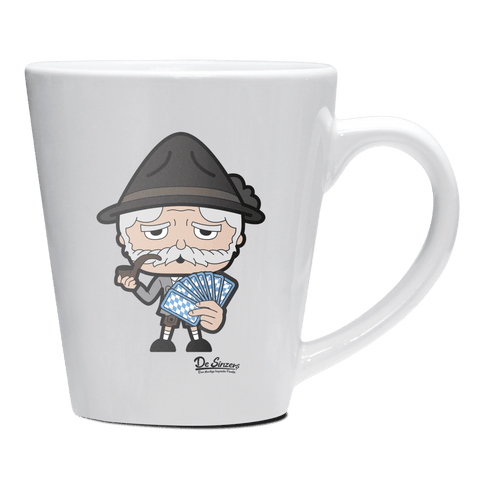 Da Oid Sinzer Schafkopfen Keramik Kaffeetasse 200ml Weiss Herzogstand Front