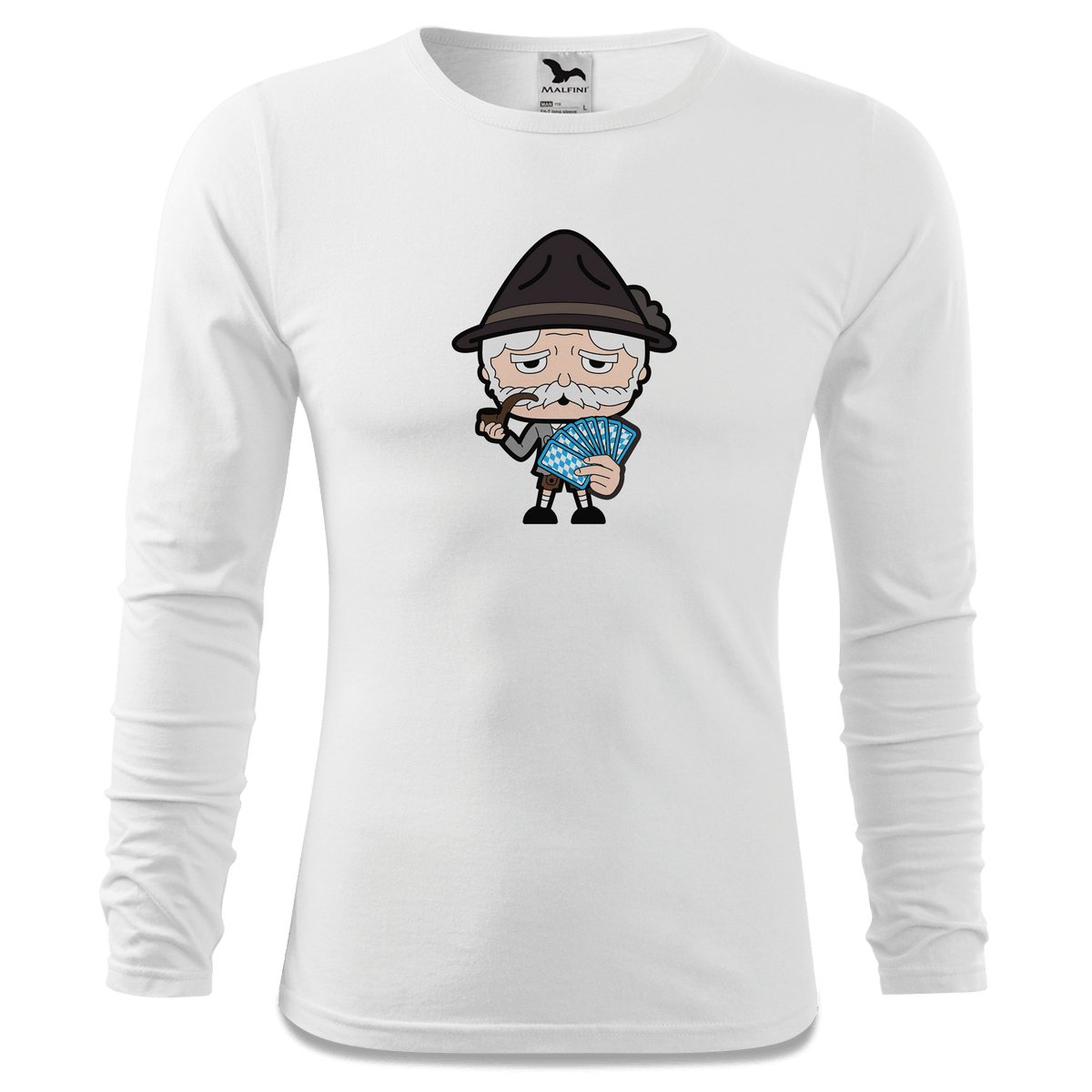 Da Oid Sinzer Schafkopfen Longsleeve Fitted Herren Weiss Hoehensteig Front