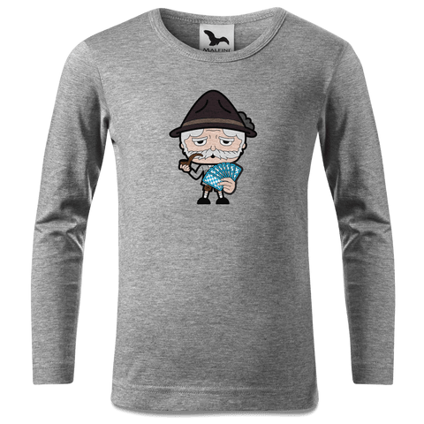 Da Oid Sinzer Schafkopfen Longsleeve Kinder Grau Meliert Waldering Front