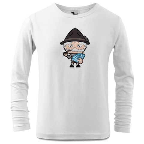 Da Oid Sinzer Schafkopfen Longsleeve Kinder Weiss Westerndorf Front