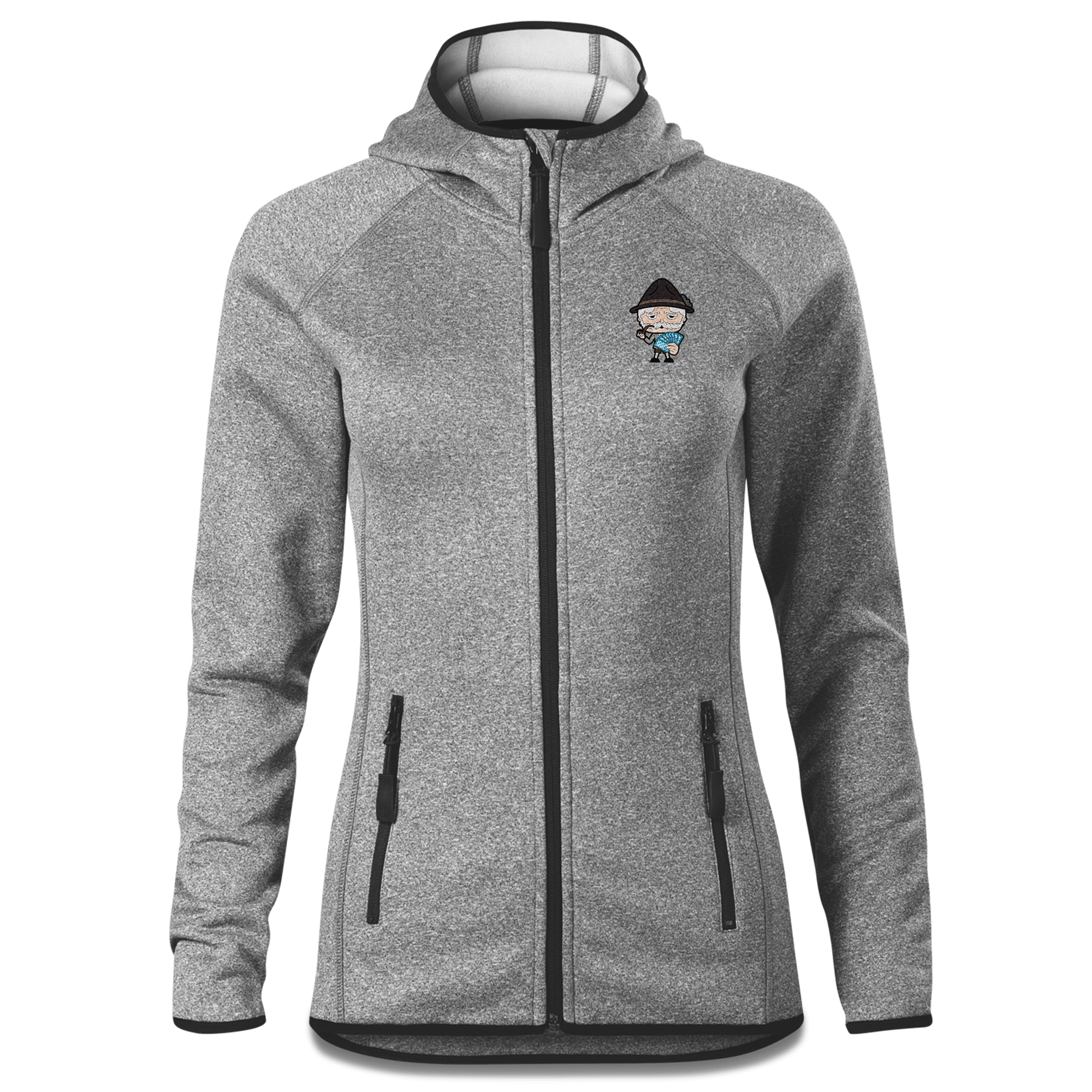 Da Oid Sinzer Schafkopfen Stretch Fleece Damen Grau Meliert Krottenhausmuehle Front