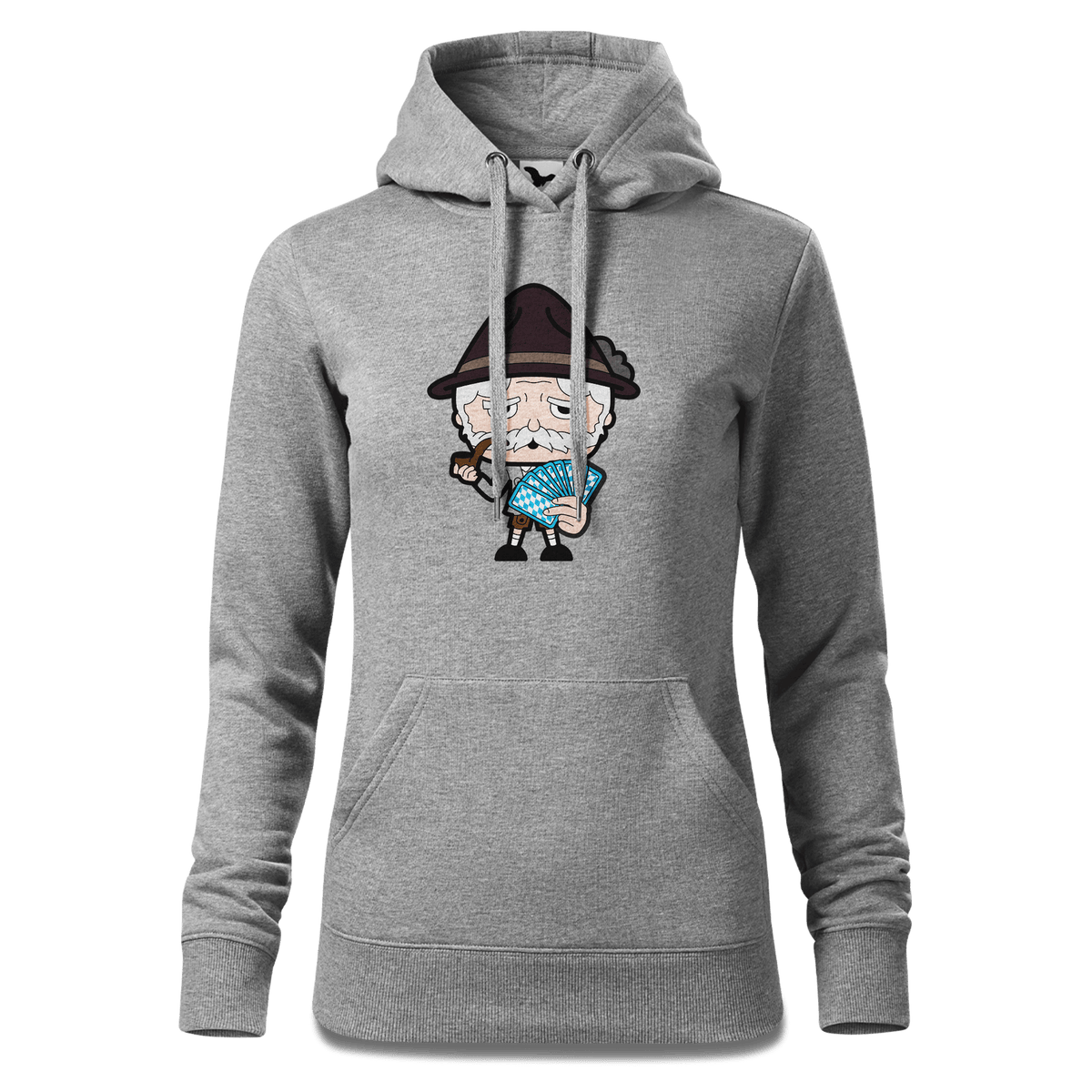 Da Oid Sinzer Schafkopfen Sweatshirt Hoody Damen Grau Meliert Kieling Front