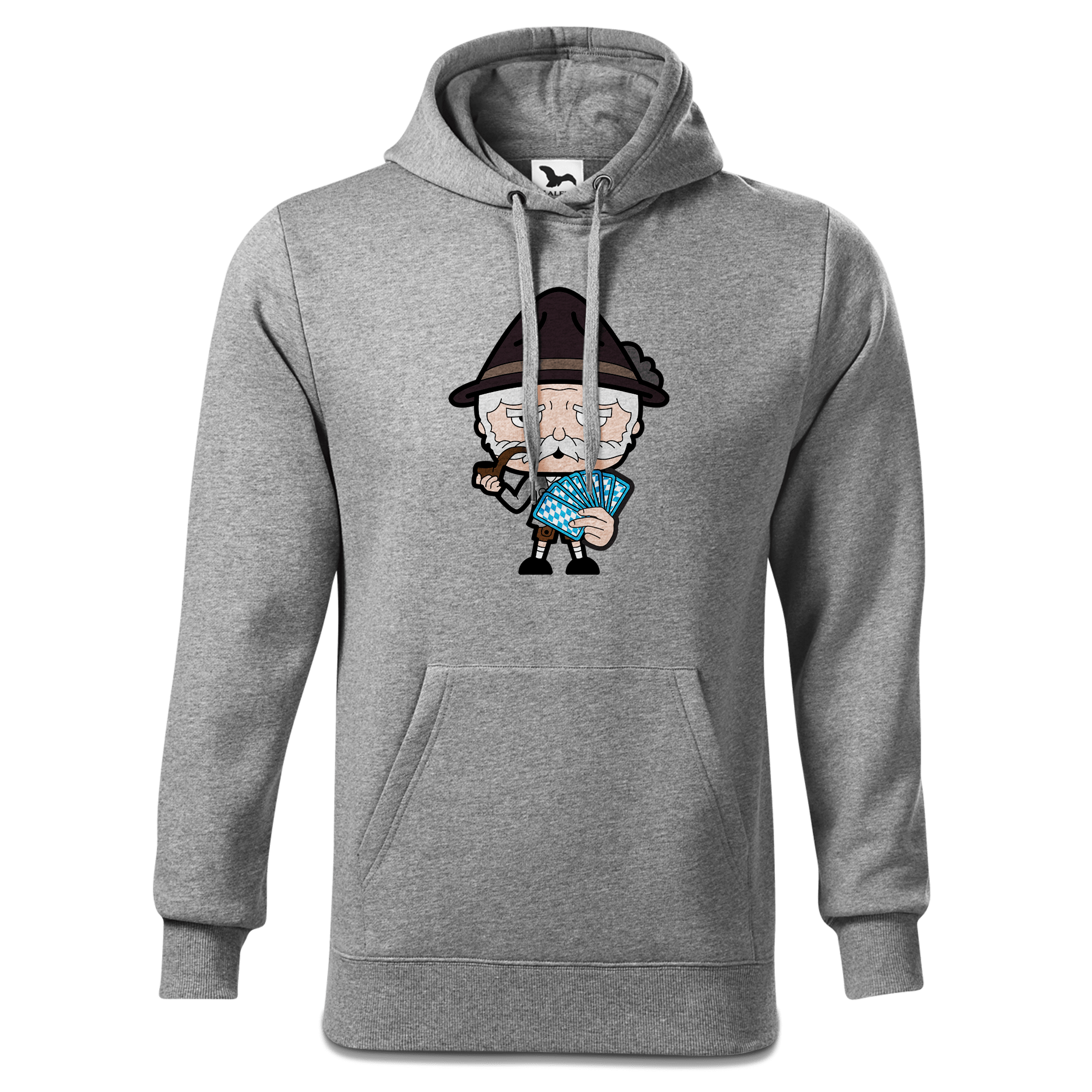 Da Oid Sinzer Schafkopfen Sweatshirt Hoody Herren Grau Meliert Pulvermuehle Front