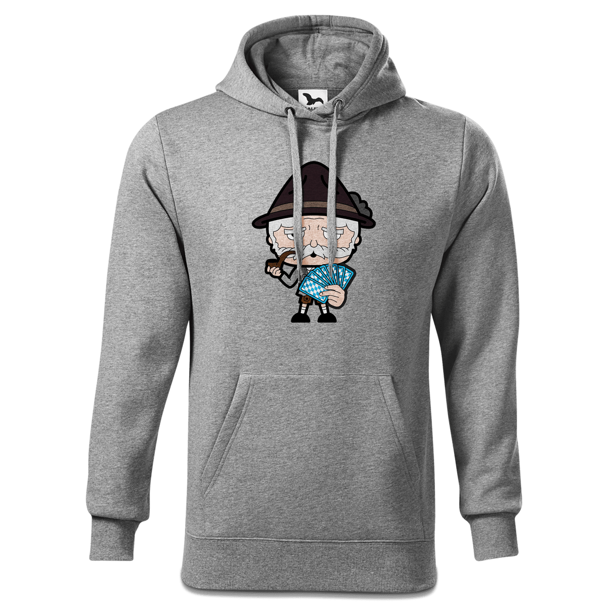 Da Oid Sinzer Schafkopfen Sweatshirt Hoody Herren Grau Meliert Pulvermuehle Front