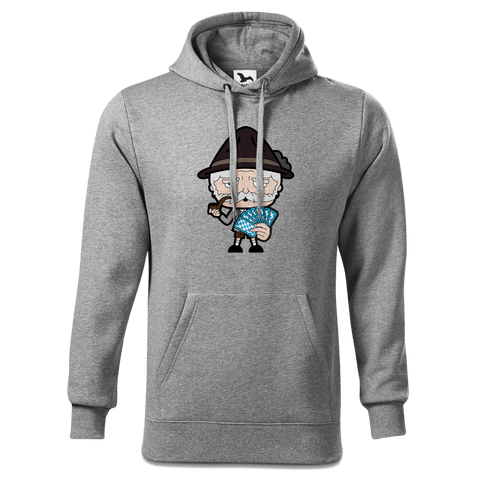 Da Oid Sinzer Schafkopfen Sweatshirt Hoody Herren Grau Meliert Pulvermuehle Front