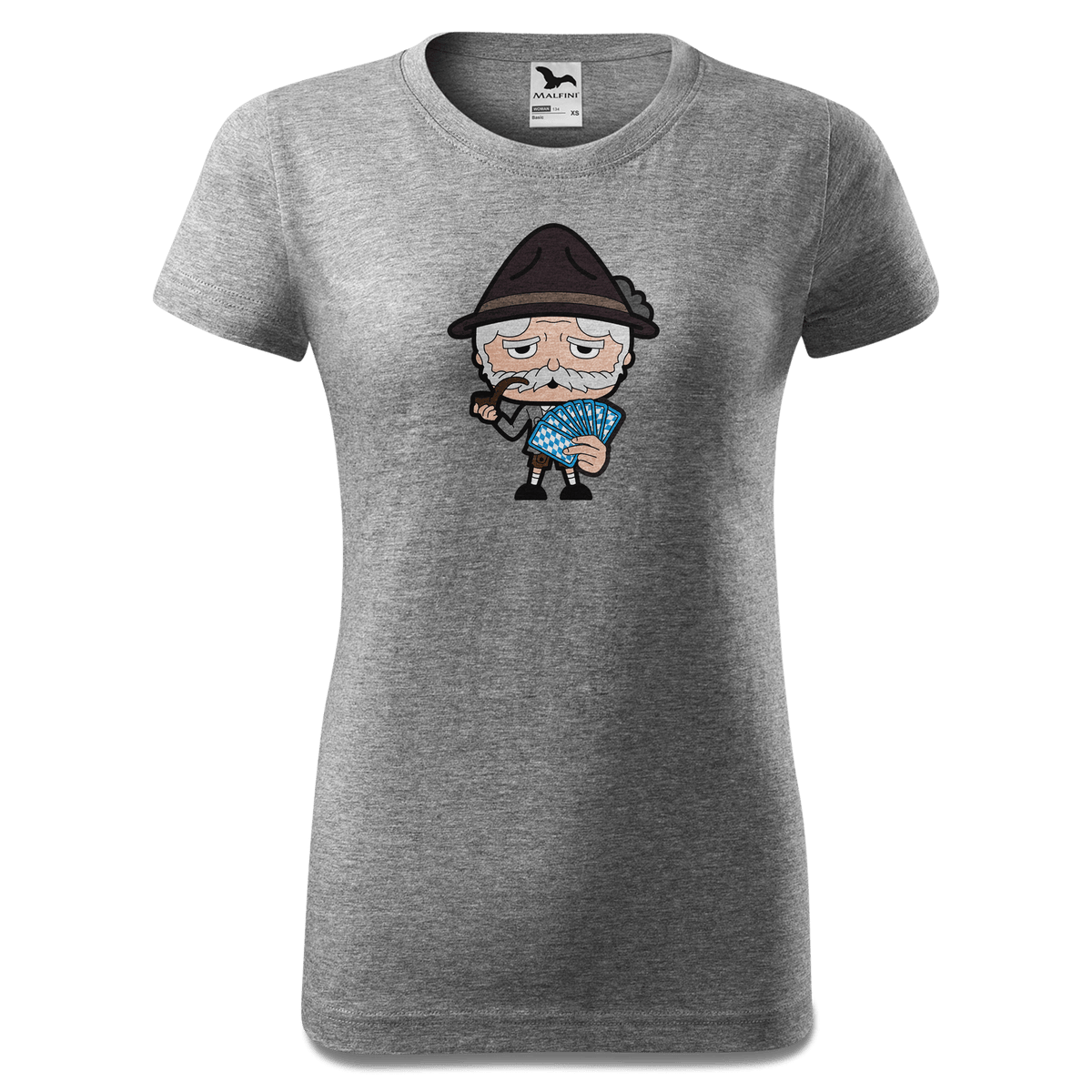 Da Oid Sinzer Schafkopfen T Shirt Damen Grau Meliert Schlossberg Front