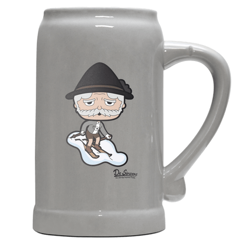 Da Oid Sinzer Skifahrer Bierkrug 1000ml Grau Zugspitze Front