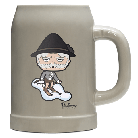 Da Oid Sinzer Skifahrer Bierkrug 500ml Grau Watzmann Front