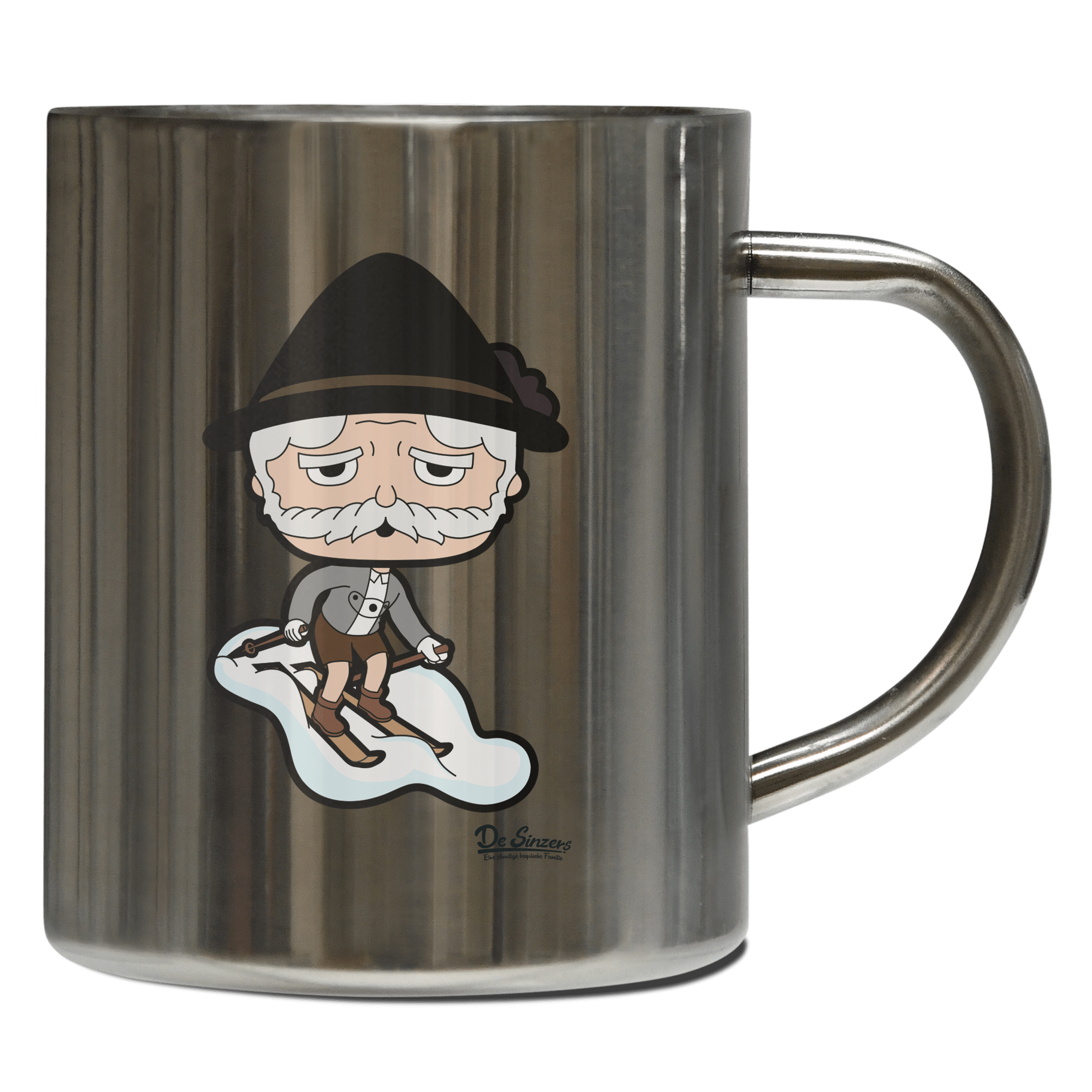 Da Oid Sinzer Skifahrer Edelstahl Kaffeetasse 400ml Grosser Arber Front