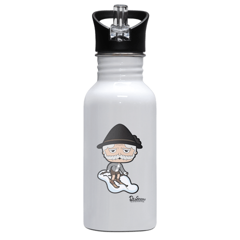 Da Oid Sinzer Skifahrer Edelstahl Trinkflasche mit klappbarem Mundstueck 500ml Weiss Rotwand Front