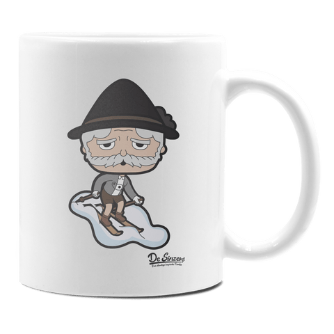 Da Oid Sinzer Skifahrer Keramik Kaffeetasse 330ml Weiss Rampoldplatte Front