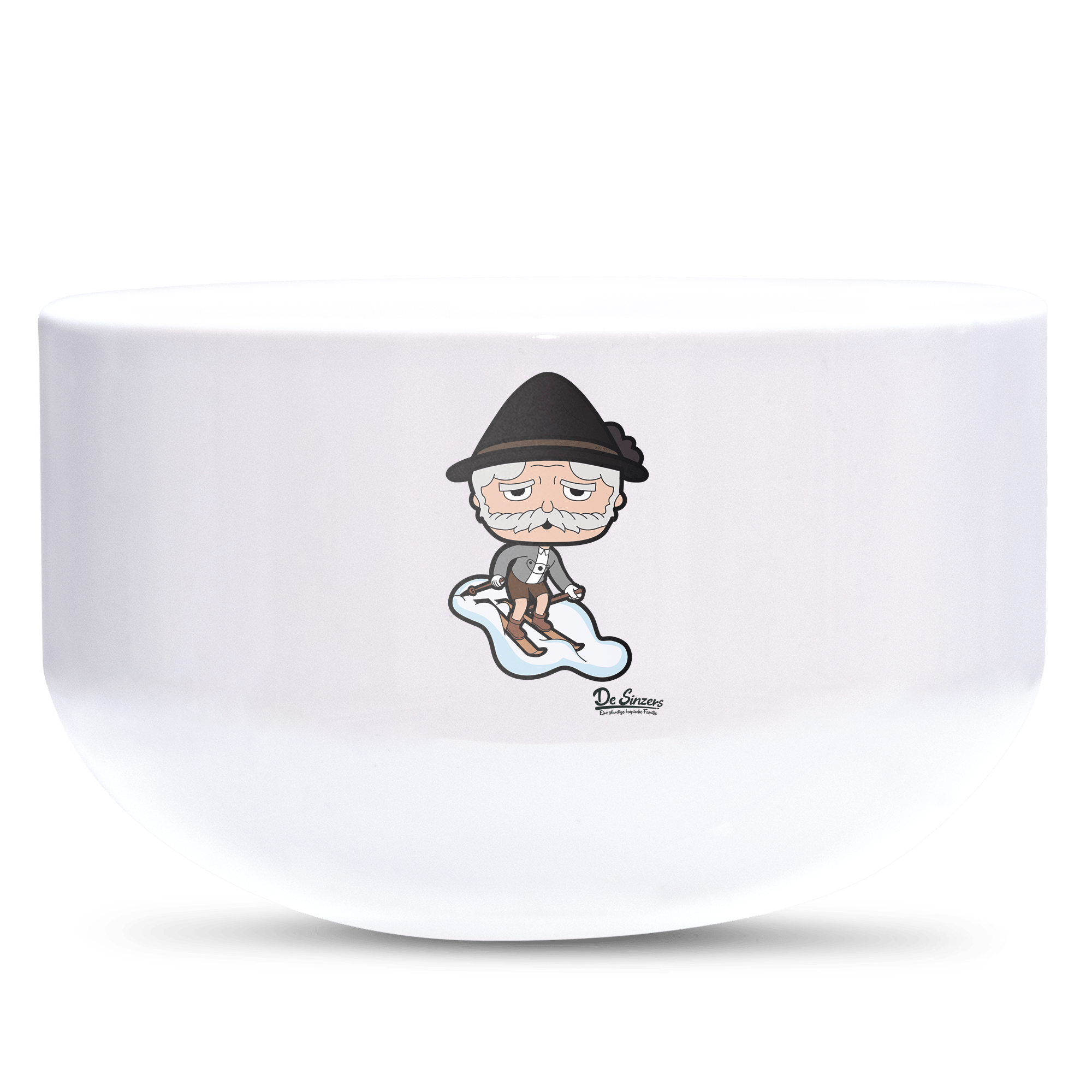 Da Oid Sinzer Skifahrer Keramik Mueslischale Weiss 600ml Staffelberg Front