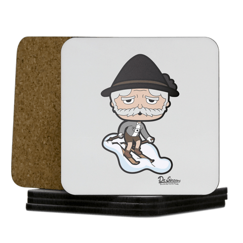 Da Oid Sinzer Skifahrer Korkuntersetzer 5er Set 95 x 95 mm Weiss Karkopf Front