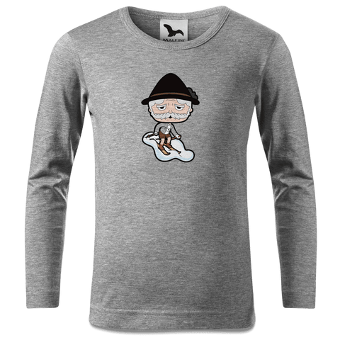 Da Oid Sinzer Skifahrer Longsleeve Kinder Grau Meliert Waldering Front