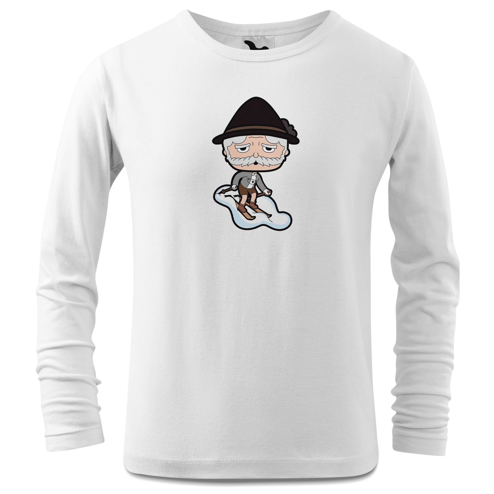 Da Oid Sinzer Skifahrer Longsleeve Kinder Weiss Westerndorf Front