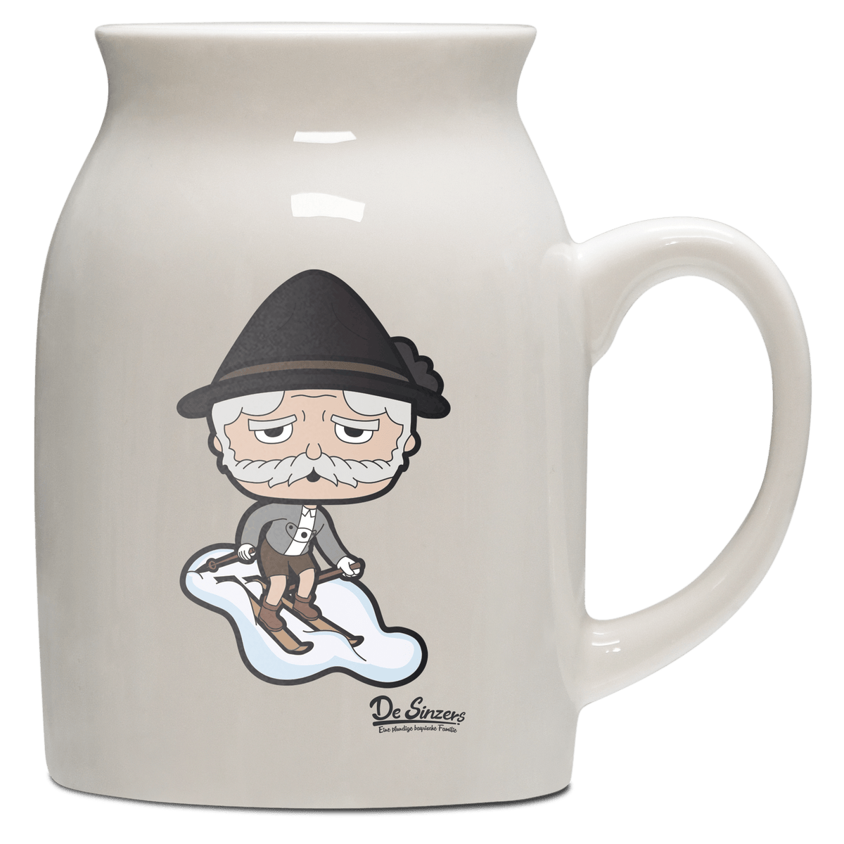 Da Oid Sinzer Skifahrer Milchkaennchen 320ml Altweiss Benediktenwand Front