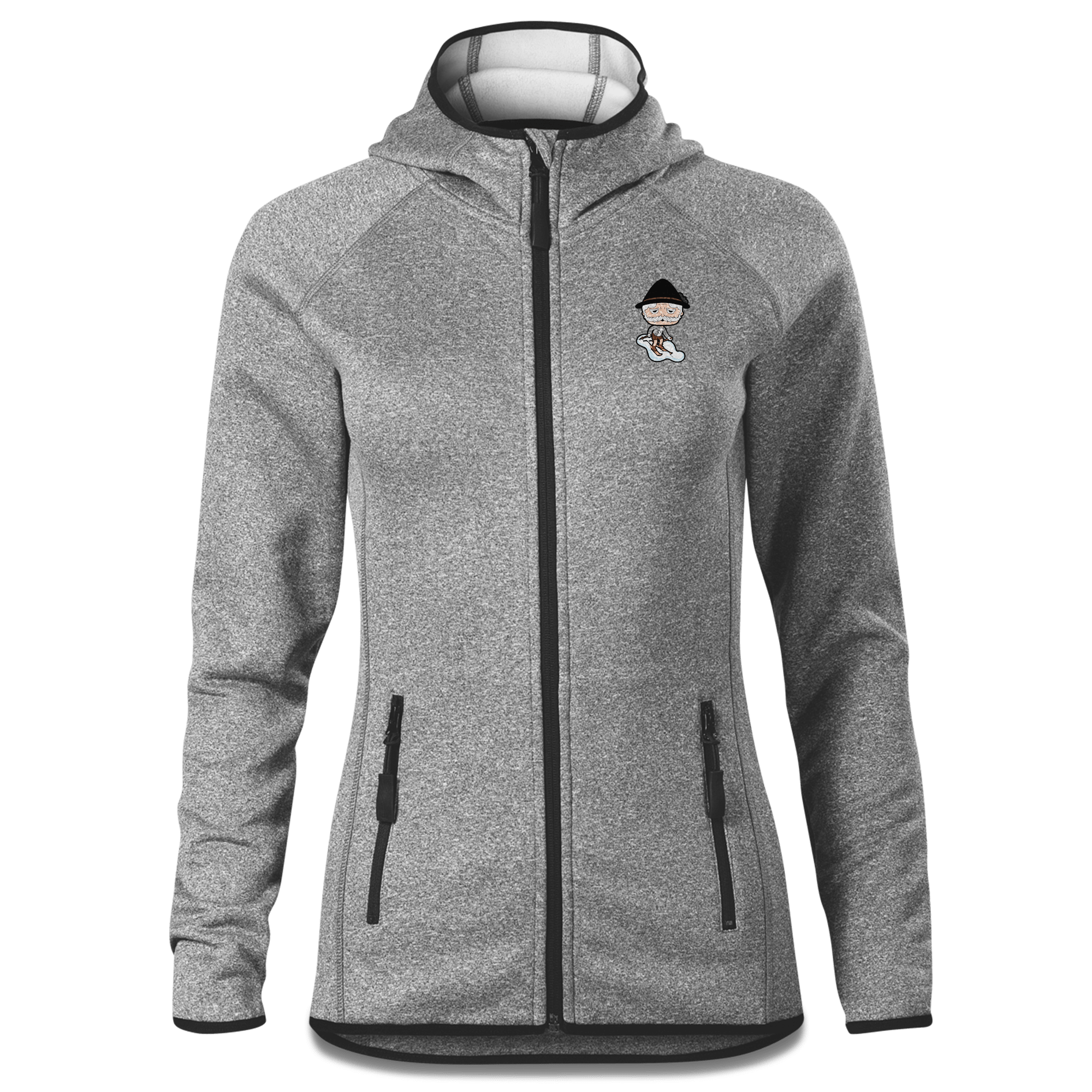 Da Oid Sinzer Skifahrer Stretch Fleece Damen Grau Meliert Krottenhausmuehle Front