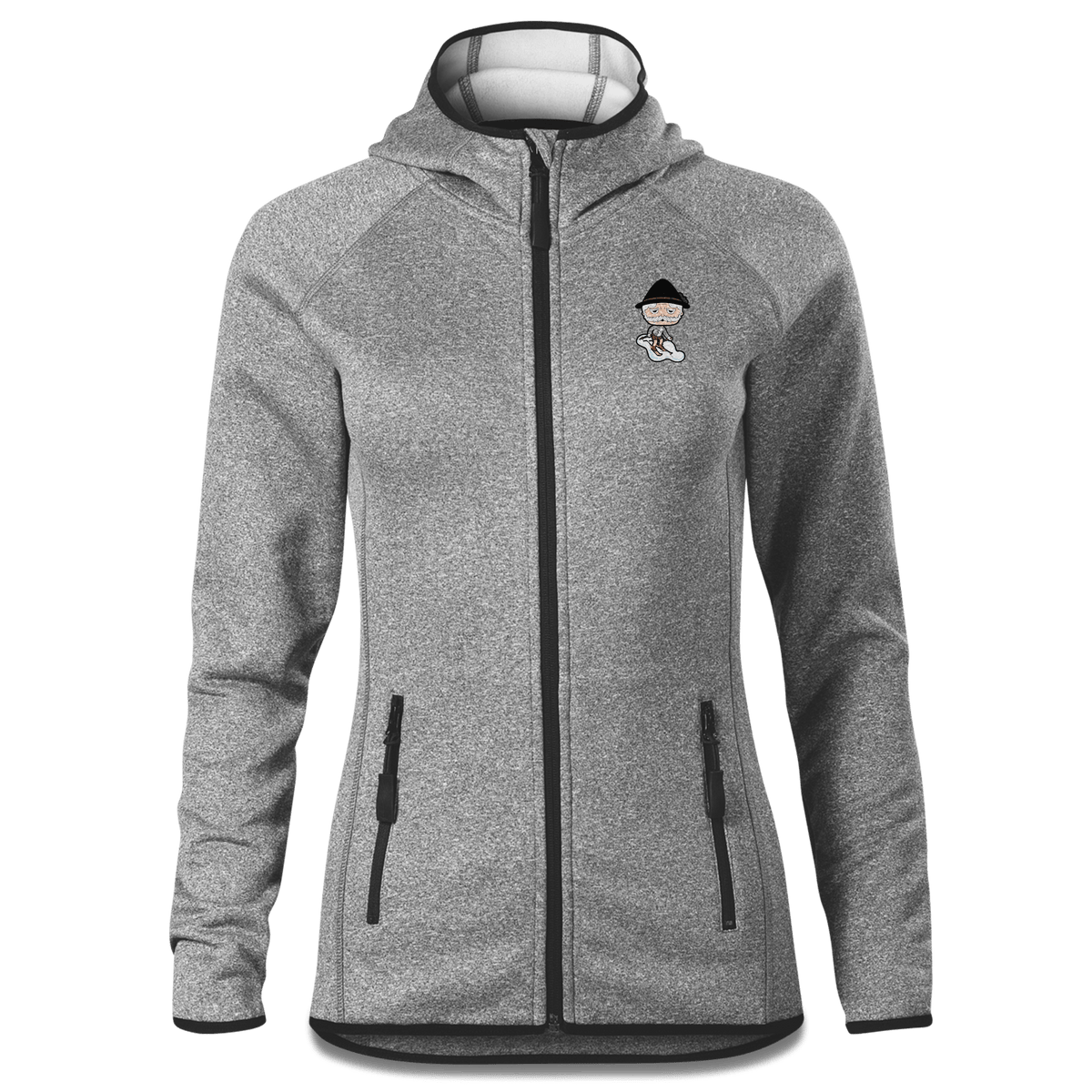 Da Oid Sinzer Skifahrer Stretch Fleece Damen Grau Meliert Krottenhausmuehle Front