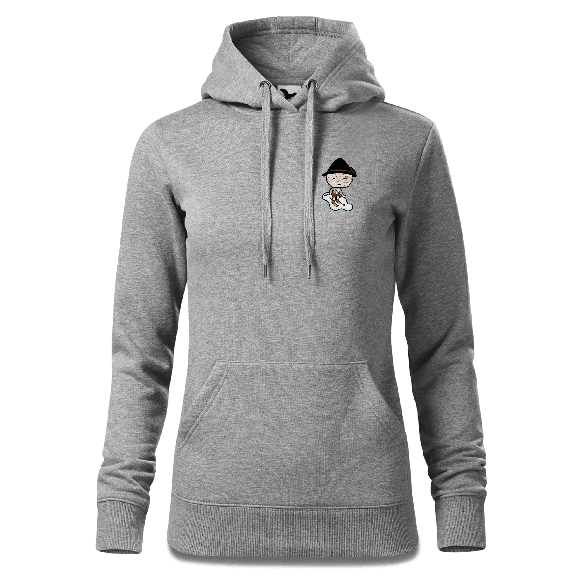 Da Oid Sinzer Skifahrer Sweatshirt Hoody Damen Grau Meliert Kleinholzen Front