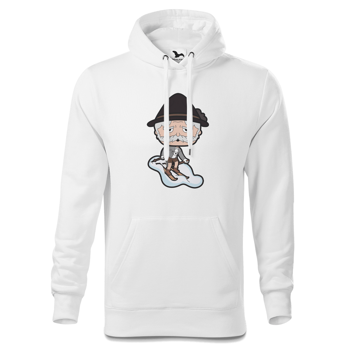 Da Oid Sinzer Skifahrer Sweatshirt Hoody Herren Weiss Reikering Front